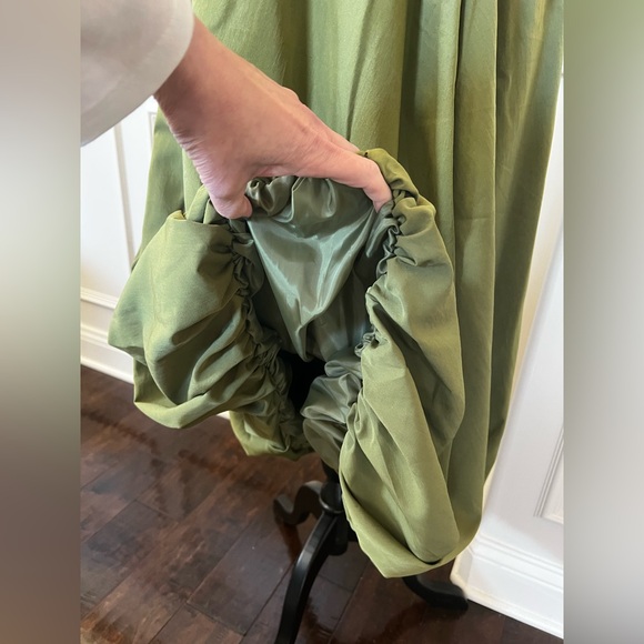 Olive Green, Bubble Hem Maxi Slim Women’s Skirt. - Picture 9 of 12